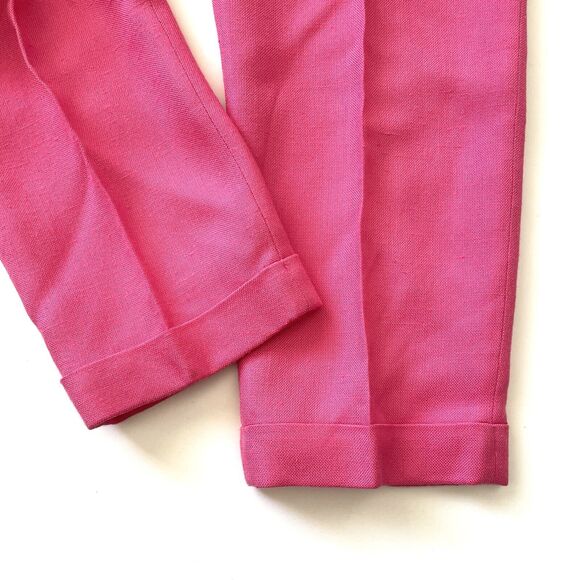 Diane Von Furstenberg Women Linen-Like Cropped Tapered Pants Trousers Pink - Picture 15 of 16